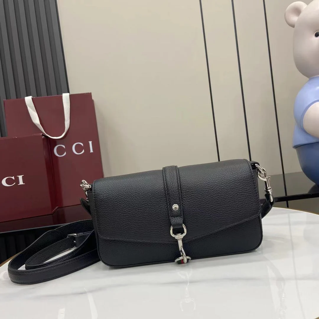 CROSSBODY BAG ANCORA BLACK LEATHER
