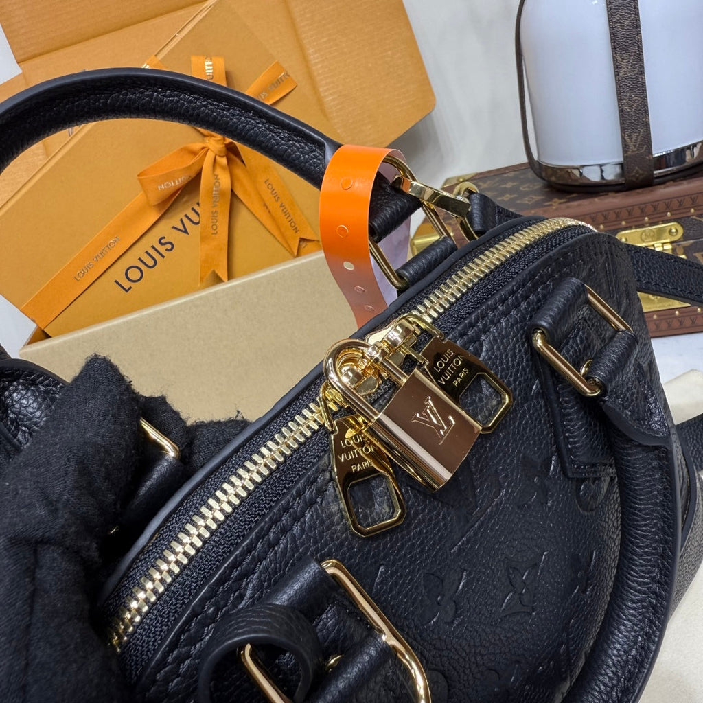 EMBOSSED MONOGRAM HANDBAG – STRUCTURED TOP HANDLE